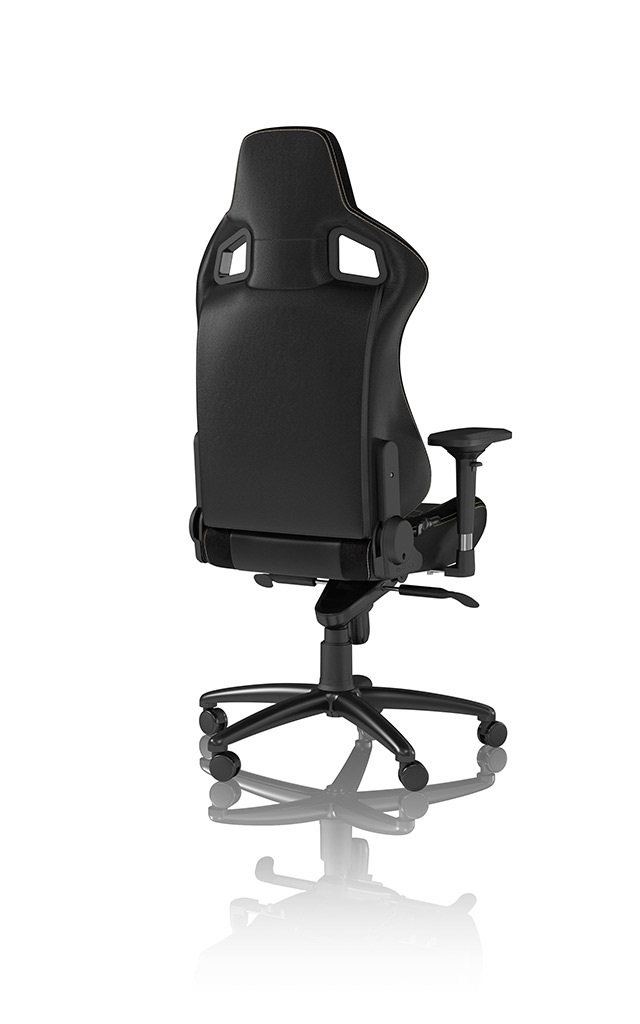 Noblechairs EPIC Sedia da Gaming e Ufficio in Finta Pelle Nero/Oro, Reclinabile fino a 135°, Cuscino Lombare, Max 120kg
