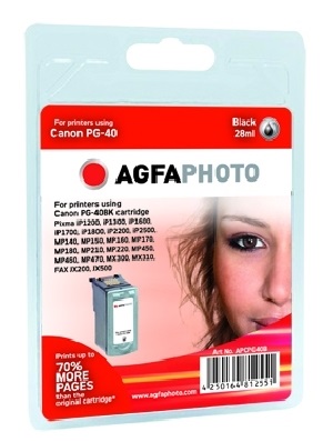 Agfa Photo APCPG40B Cartuccia d'Inchiostro Nero Originale - 26ml, ~561 Pagine, Compatibile con Canon PIXMA