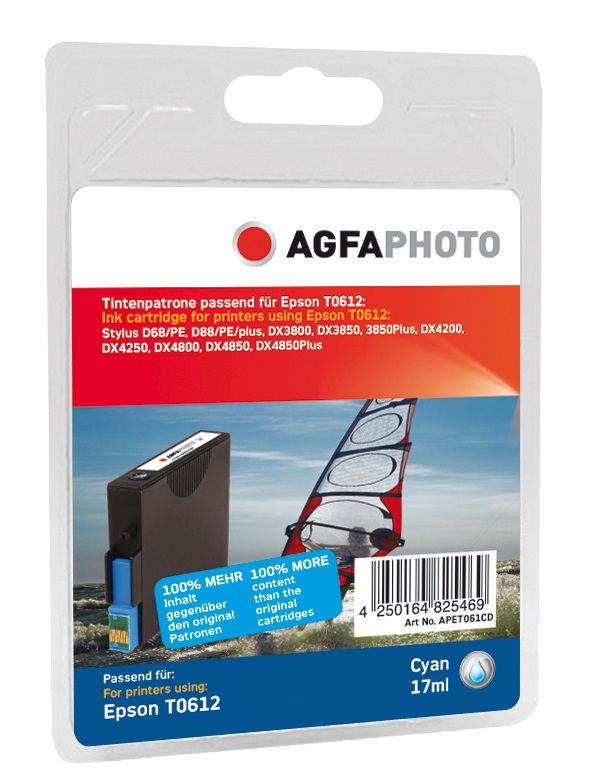 Agfa Photo APET061CD Cartuccia d'Inchiostro Ciano 12ml - Compatibile con Epson Stylus D68, D88, DX3800, DX4800 e altri - Fino a 420 Pagine