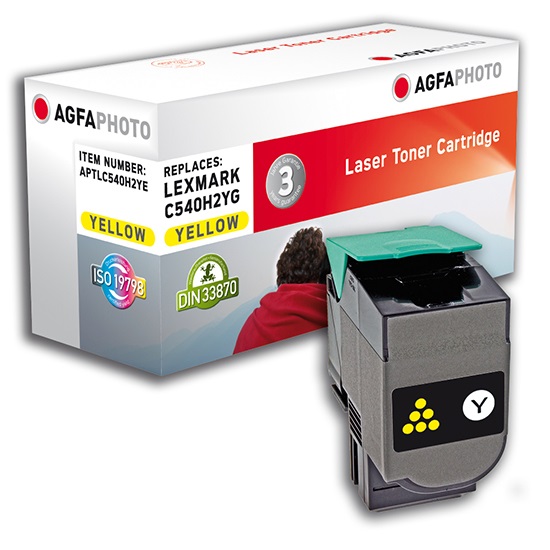 Agfa Photo APTLC540H2YE Cartuccia Toner Giallo 1 Pezzo - Resa ~2000 Pagine, Compatibile con Lexmark C540H2YG