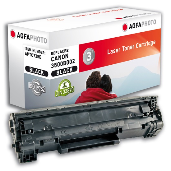 Agfa Photo APTC728E Cartuccia Toner Nero - 1 Pezzo, ~2100 Pagine, Compatibile con Canon