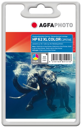 AgfaPhoto APHP62CXL Cartuccia d'Inchiostro Ciano, Magenta, Giallo - 11,5ml, ~415 Pagine, Compatibile con HP