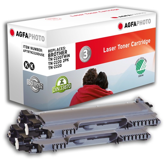 AgfaPhoto APTBTN2220DUOE Cartuccia Toner Compatibile Nero - 2 Pezzi, Resa 2600 Pagine