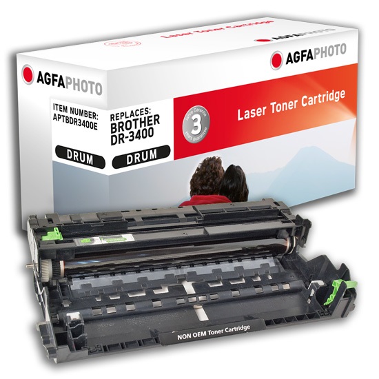 AgfaPhoto APTBDR3400E Tamburo per Stampante Originale - Compatibile con Brother HL-L5000, L5100, L5200, L6250, L6300, L6400, MFC-L5700, L5750, L6800, L6900 - Fino a 50000 Pagine