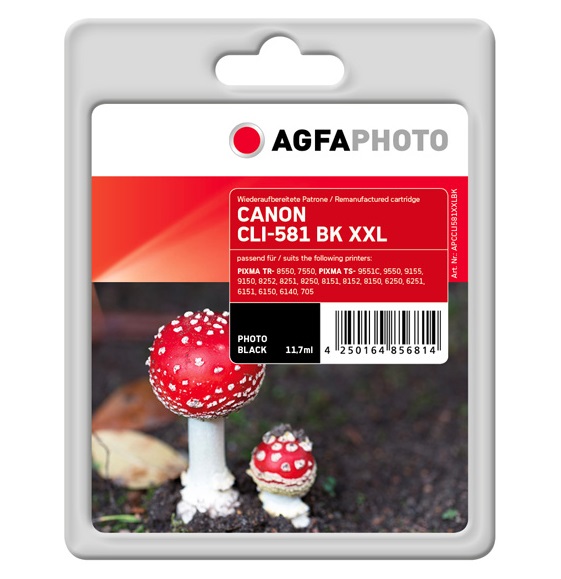 AgfaPhoto APCCLI581XXLBK Cartuccia d'Inchiostro Nero per Foto 11,7 ml Compatibile Canon - 1 pz