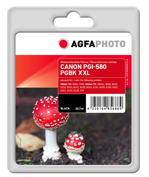 AgfaPhoto APCPGI580XXLB Cartuccia d'inchiostro Nero Compatibile 25,7 ml ~760 pagine per Canon