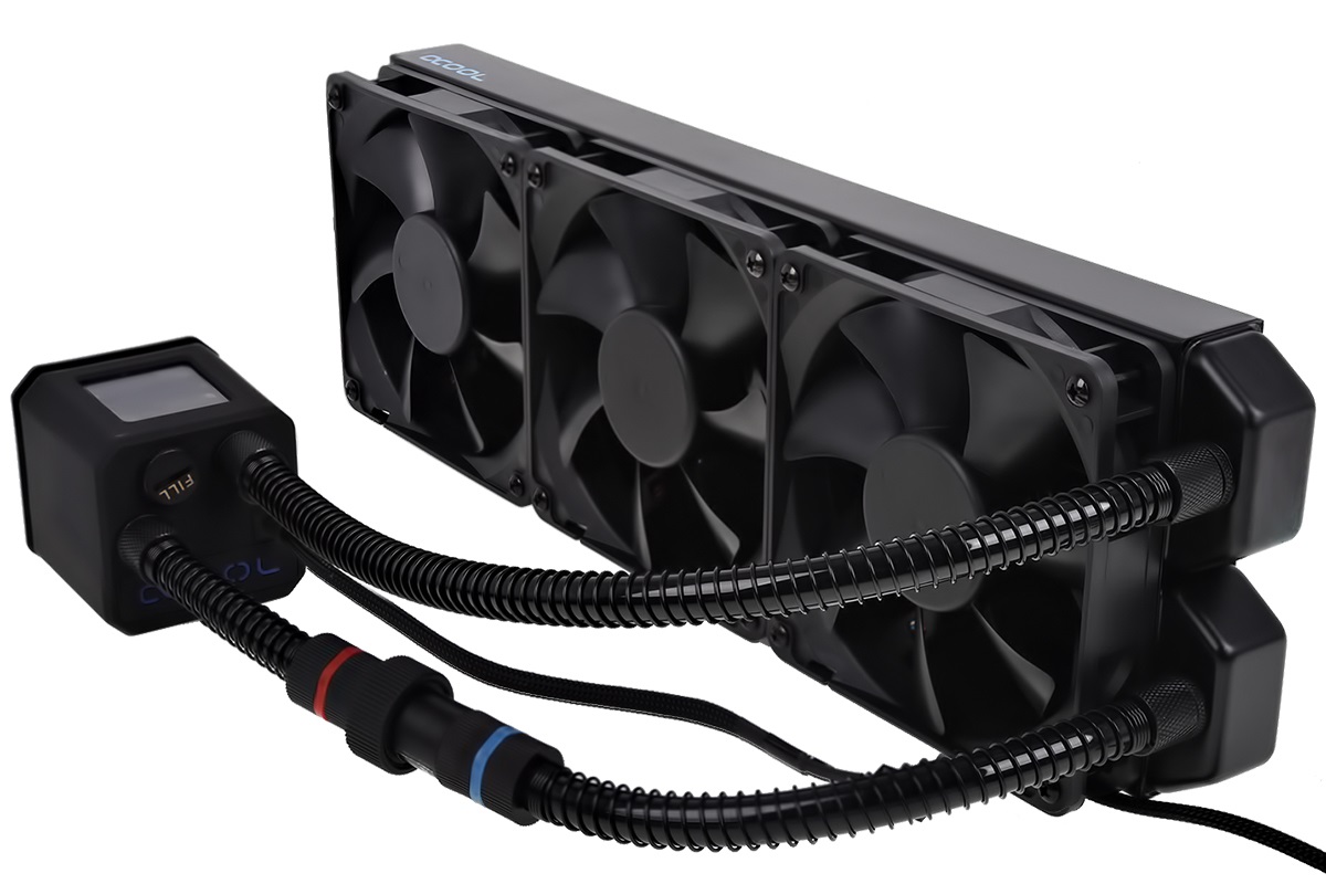 Alphacool Eisbaer 360 CPU Raffreddatore di Liquidi Tutto in Uno 360mm con Ventilatori da 12 cm, Flusso d'Aria Massimo 108 m³/h, Rumorosità 29 dB, Colore Nero