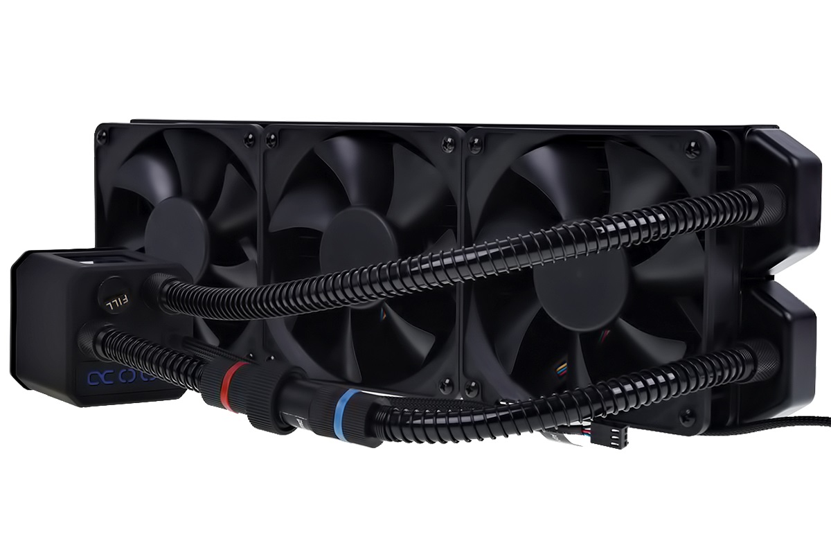 Alphacool Eisbaer 360 CPU Raffreddatore di Liquidi Tutto in Uno 360mm con Ventilatori da 12 cm, Flusso d'Aria Massimo 108 m³/h, Rumorosità 29 dB, Colore Nero