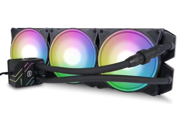 Alphacool Pro Aurora 420 CPU AIO - Kit di raffreddamento a liquido 14 cm, D-RGB, Nero e Bianco