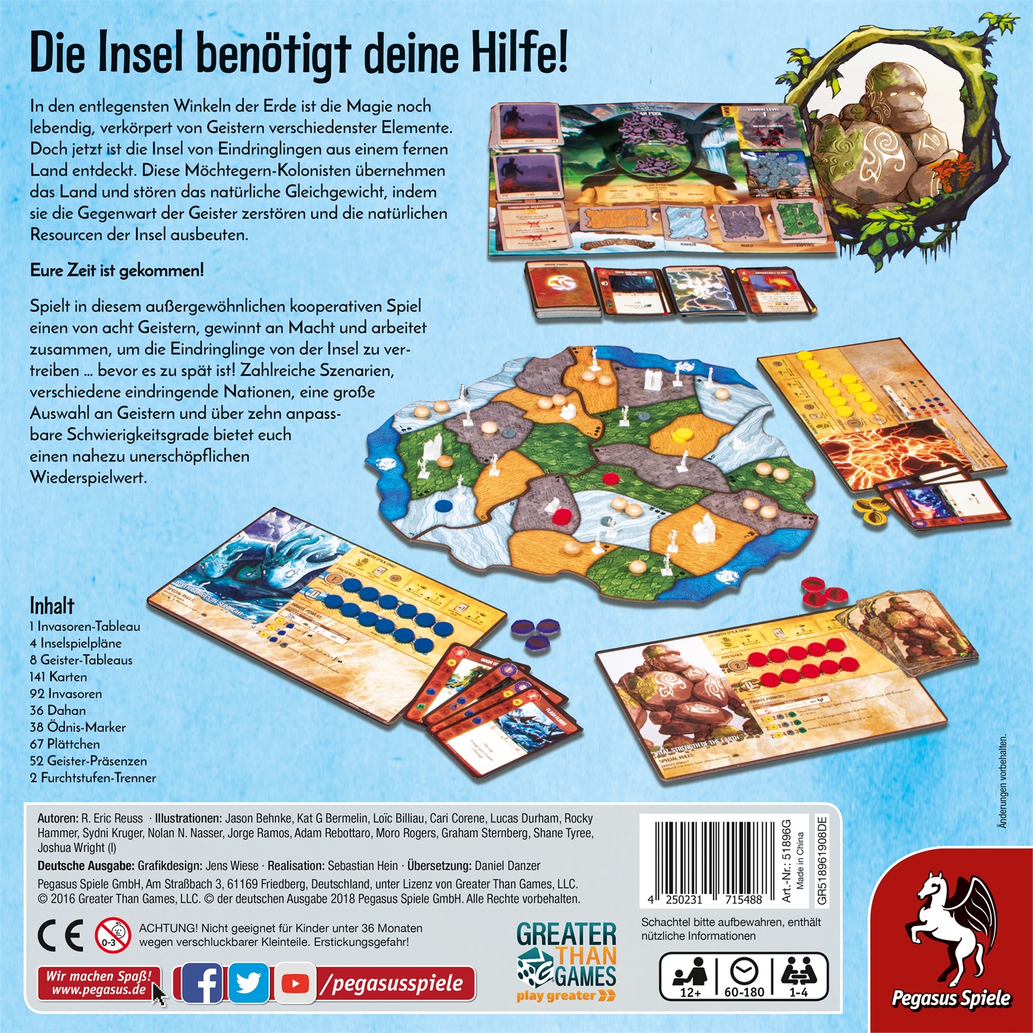 Pegasus Spiele Spirit Island - Gioco di strategia cooperativa per 1-4 giocatori, edizione tedesca, durata 60-120 minuti
