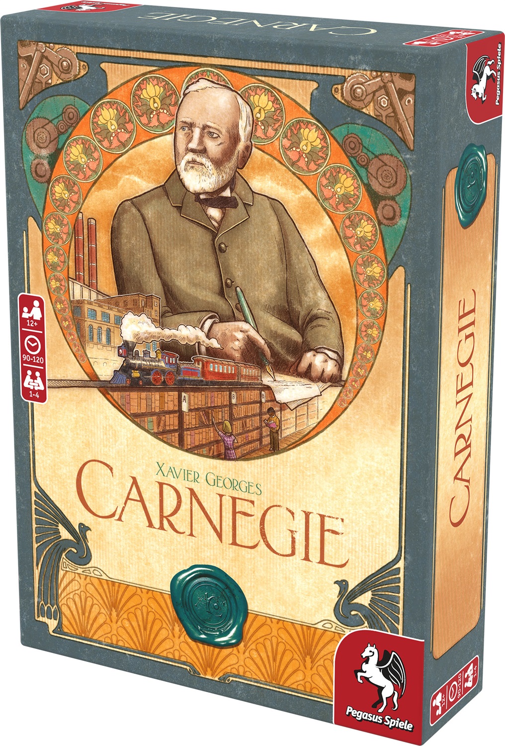 Pegasus Spiele Carnegie - Gioco da tavolo gestionale per 1-4 giocatori, ispirato a Andrew Carnegie, tematica economica e strategica, dai 12 anni in su