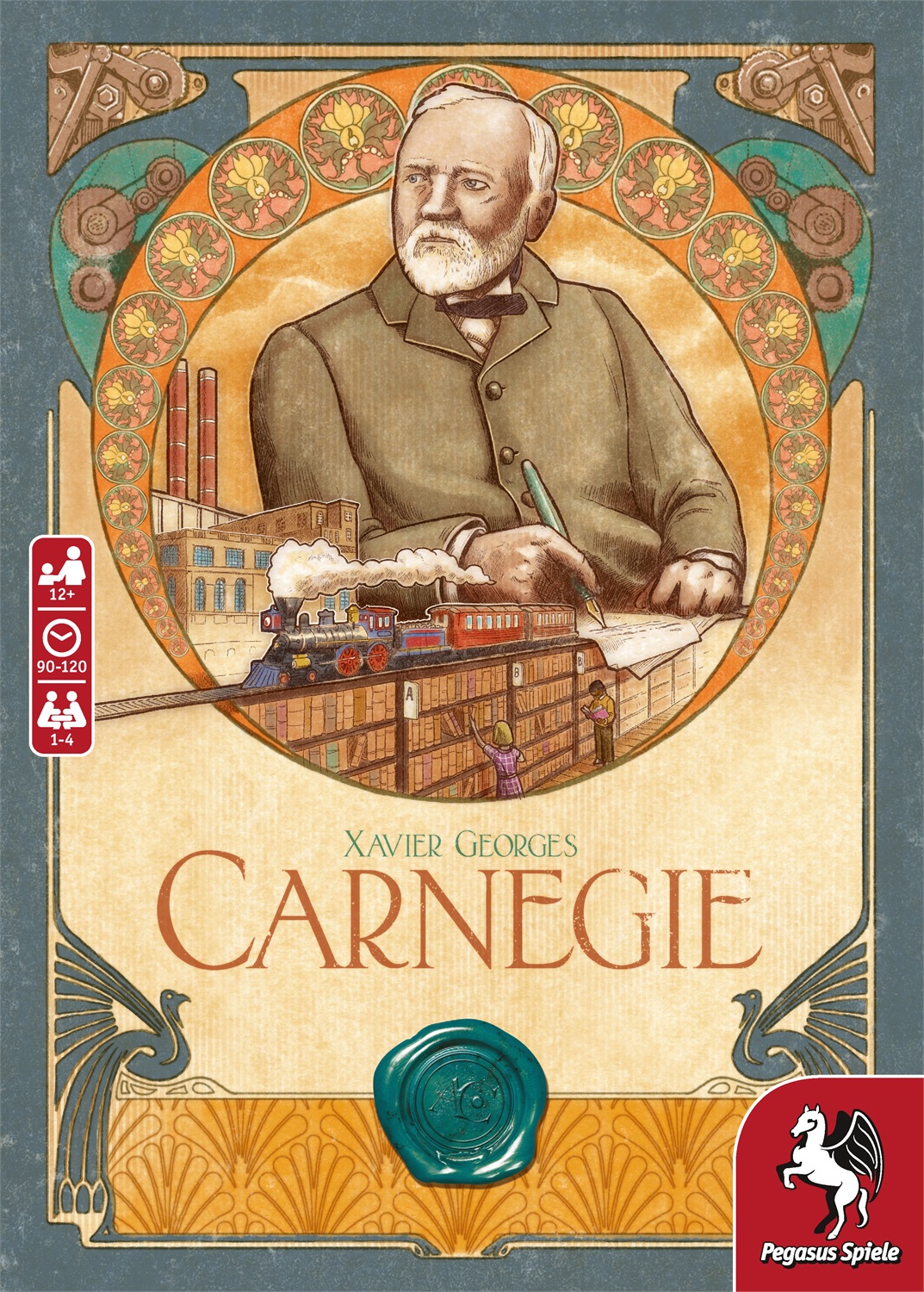 Pegasus Spiele Carnegie - Gioco da tavolo gestionale per 1-4 giocatori, ispirato a Andrew Carnegie, tematica economica e strategica, dai 12 anni in su