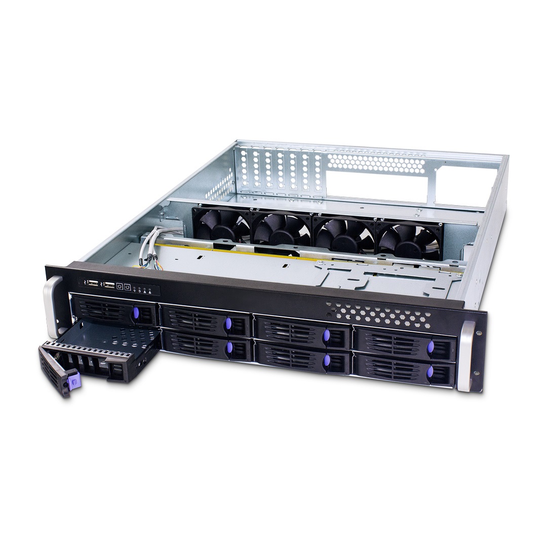 Fantec SRC-2080X07 Case di Stoccaggio 2U con 8 Slot Esterni da 3,5
