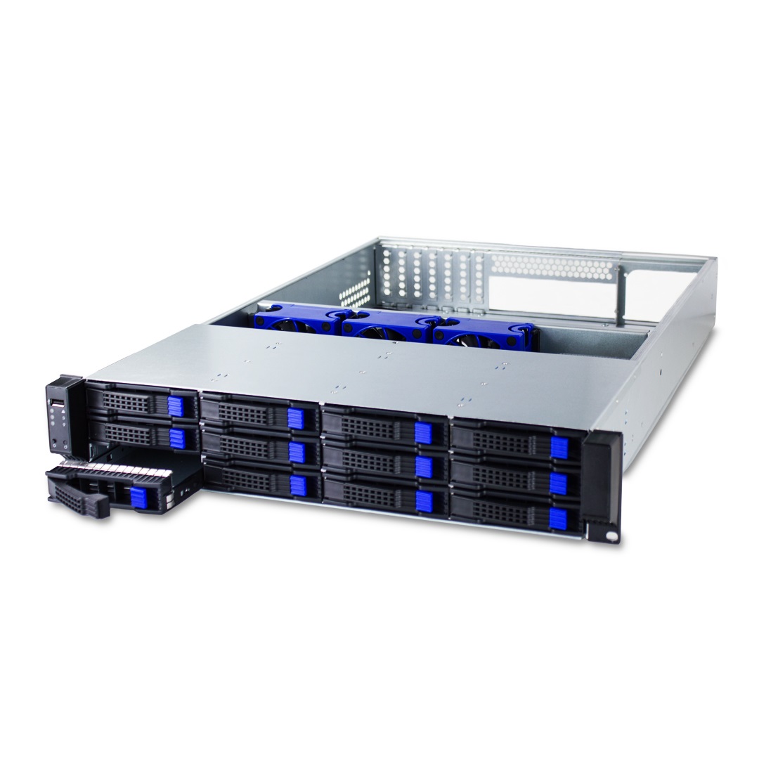 FANTEC SRC-2612X07 - Rack 2U per dischi SAS/SATA con HOT-SWAP, 3 ventilatori, 19 contenitori, robusto e di alta qualità