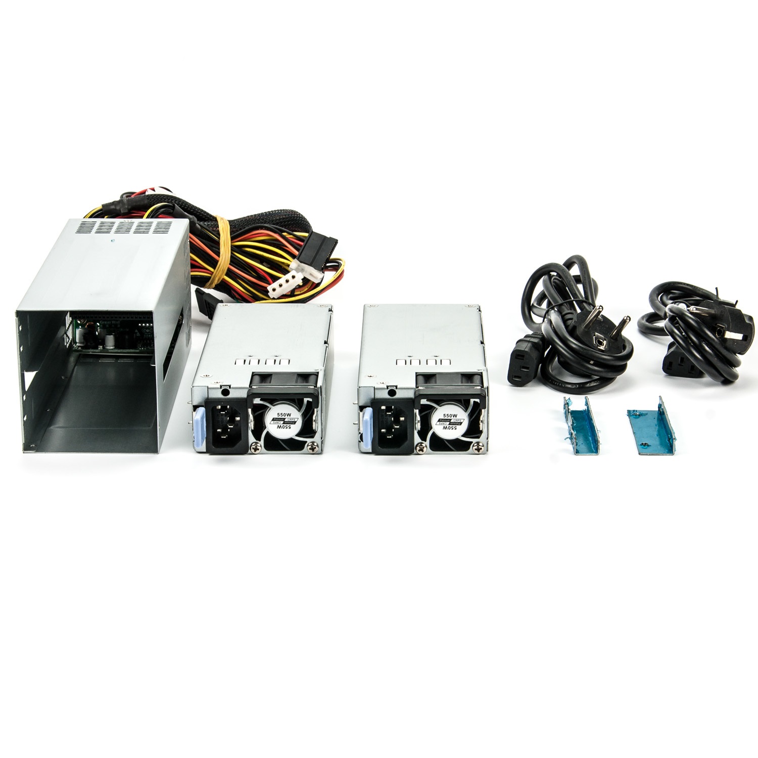 Fantec NT-MR550W Alimentatore per Computer 550 W Mini Ridondante 2U con Connettori 24 8 4 pin, Alta Disponibilità e Hot Swap