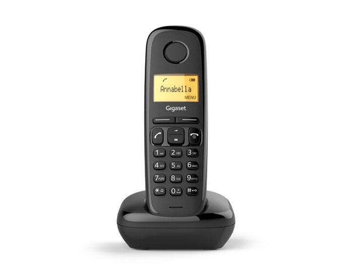 Gigaset A170 Telefono Analogico/DECT Nero con Identificatore di Chiamata, Display Illuminato e Rubrica per 50 Contatti