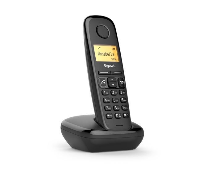 Gigaset A270 Telefono Cordless DECT Nero con Vivavoce, Display Illuminato e Identificatore di Chiamata