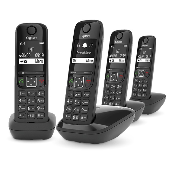Gigaset AS690A Quattro Telefono Senza Fili Nero con Vivavoce e Display Ultra Leggibile