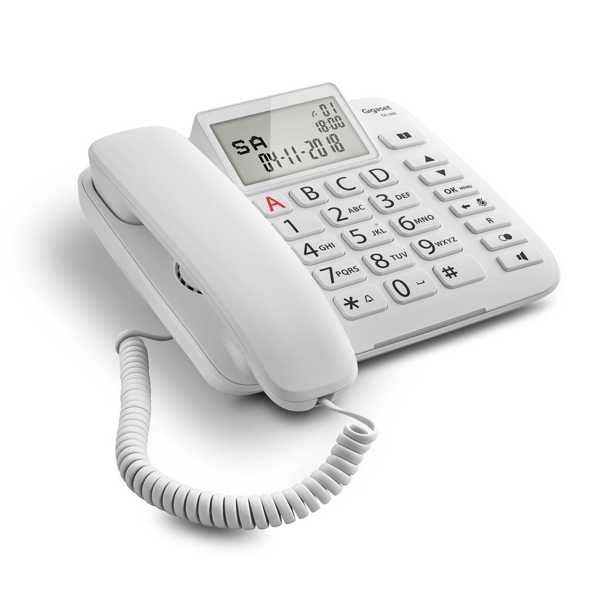 Gigaset DL380 Telefono Analogico Bianco con Identificatore di Chiamata, Vivavoce e Rubrica da 99 Voci