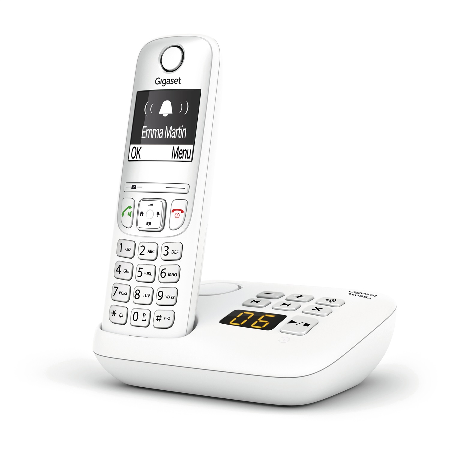 Gigaset AE690A - Telefono cordless DECT bianco con vivavoce e identificatore chiamate