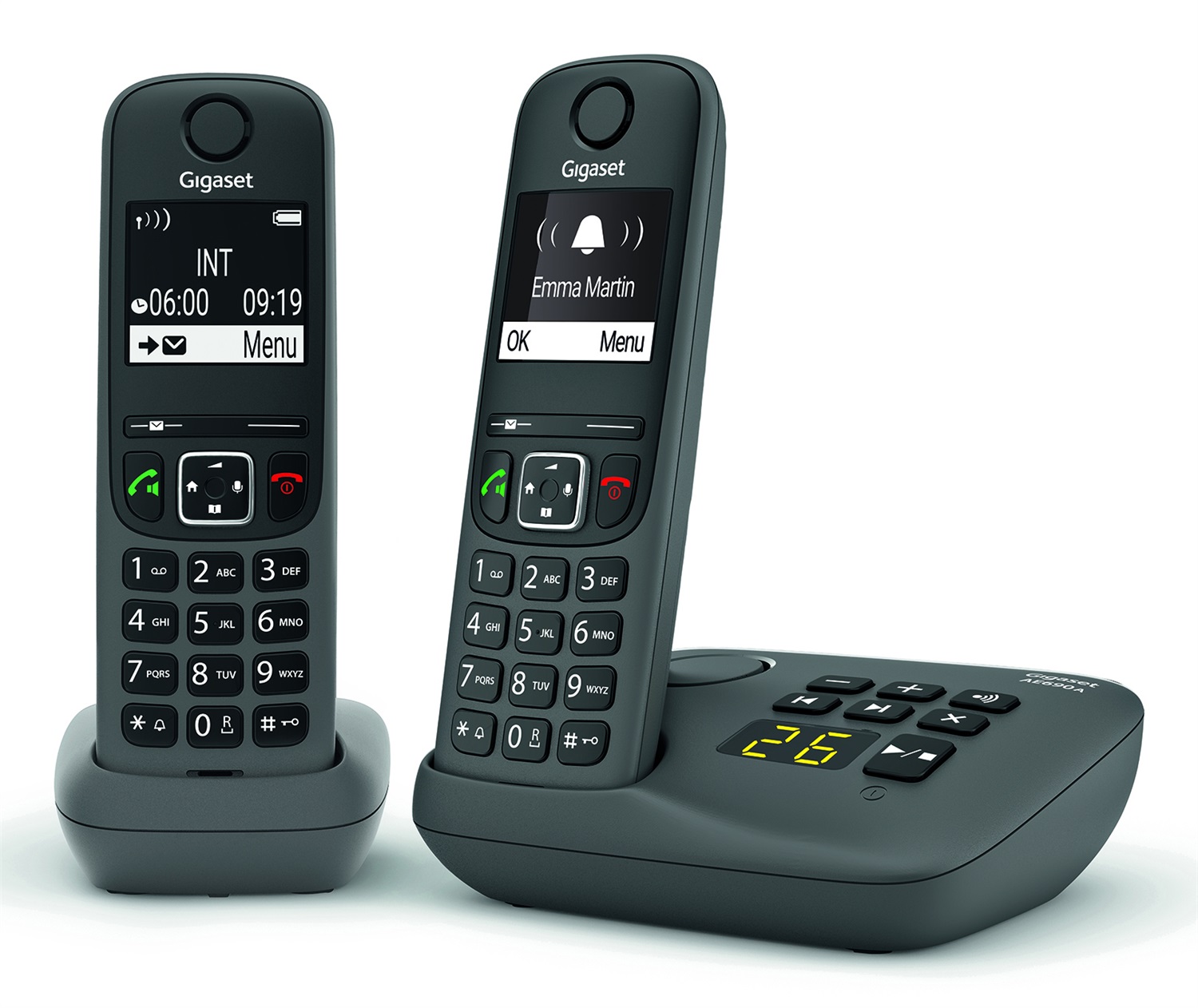 Gigaset AE690A Duo - Telefono cordless antracite con segreteria integrata e display illuminato
