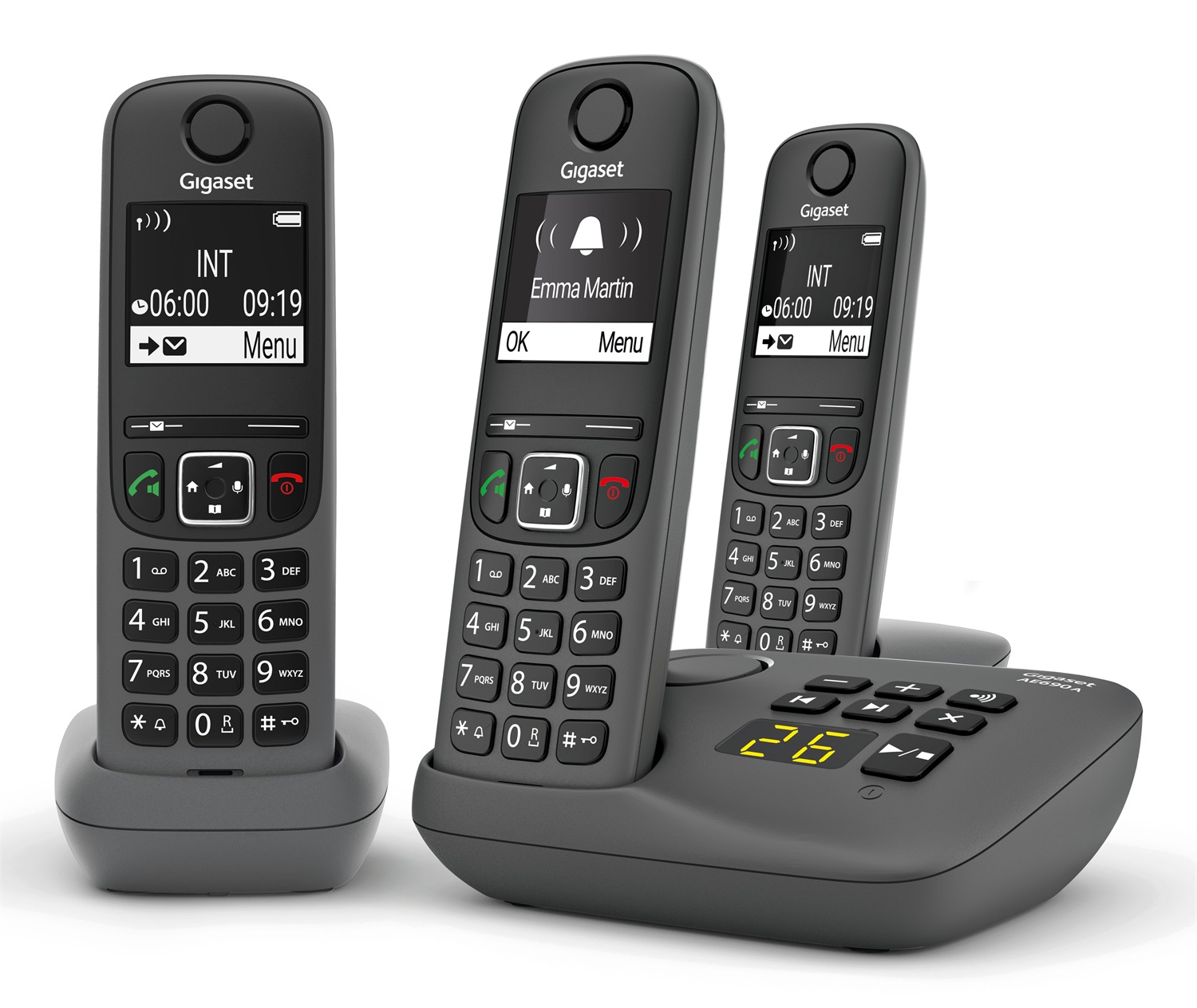 Gigaset AE690A Telefono Cordless Antracite con Identificatore di Chiamata e Design Ergonomico