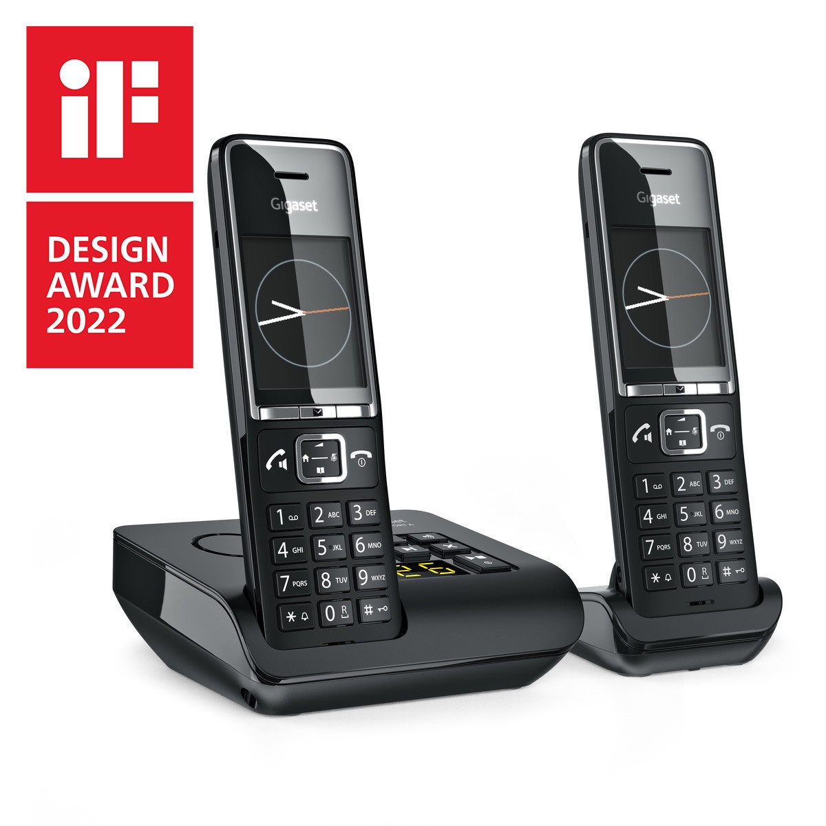 Gigaset Comfort 550A Duo Telefono Cordless DECT con Segreteria, Vivavoce, Identificatore di Chiamata, Raggio d'Azione 300m, Rubrica 200 Voci, Nero