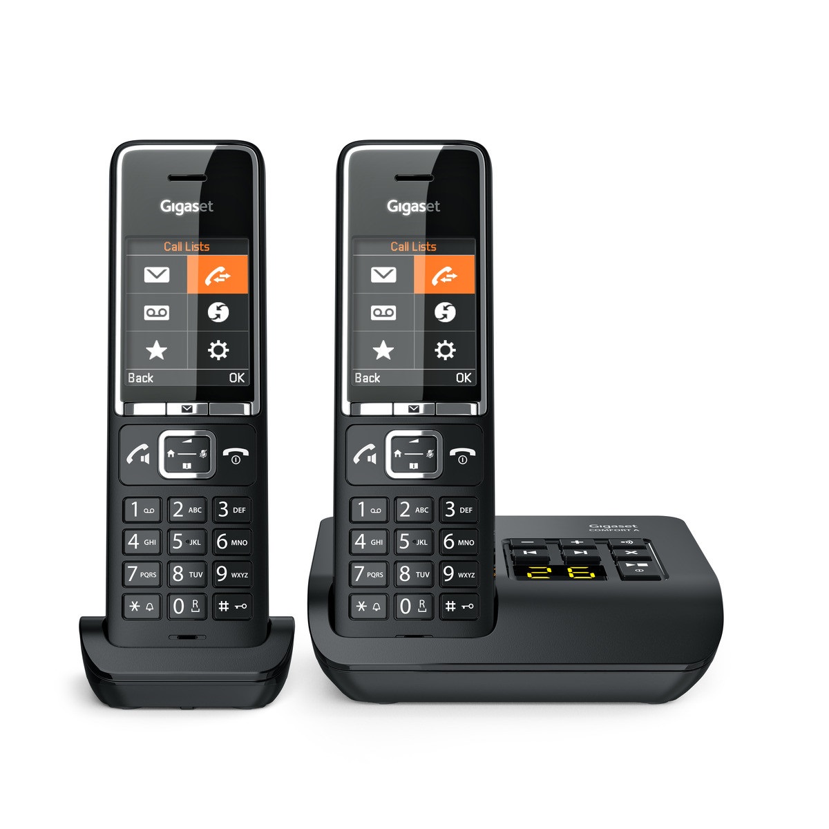 Gigaset Comfort 550A Duo Telefono Cordless DECT con Segreteria, Vivavoce, Identificatore di Chiamata, Raggio d'Azione 300m, Rubrica 200 Voci, Nero