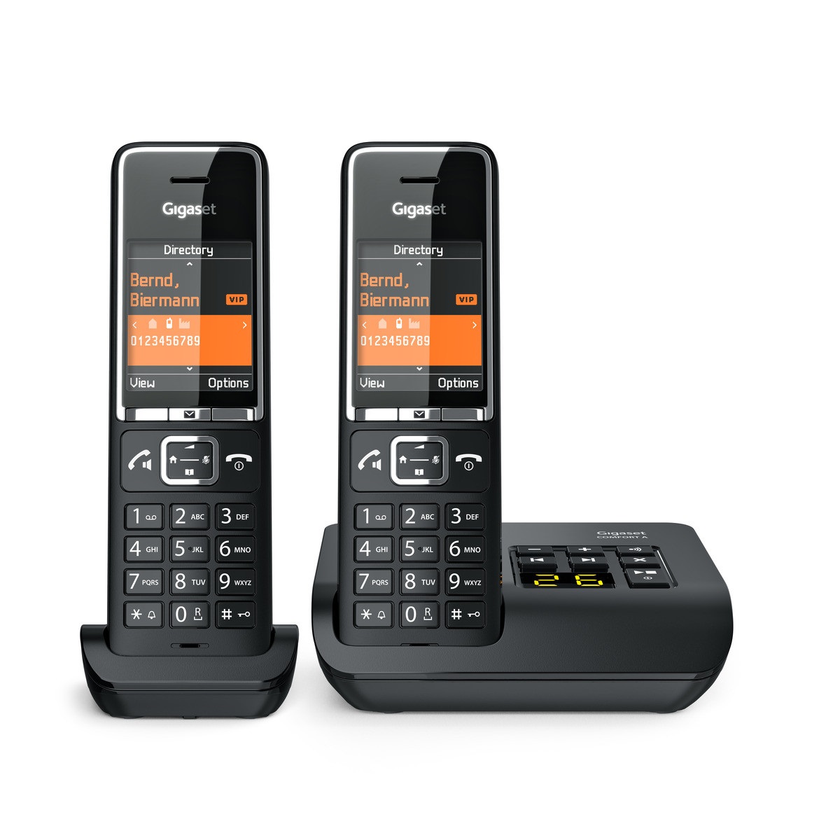 Gigaset Comfort 550A Duo Telefono Cordless DECT con Segreteria, Vivavoce, Identificatore di Chiamata, Raggio d'Azione 300m, Rubrica 200 Voci, Nero