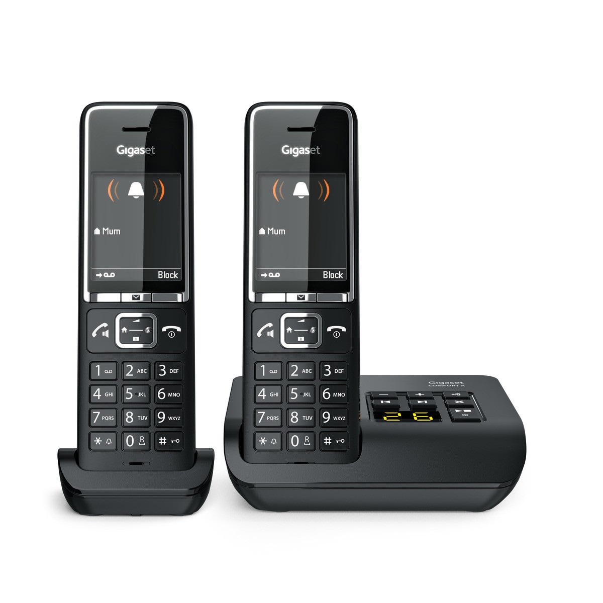 Gigaset Comfort 550A Duo Telefono Cordless DECT con Segreteria, Vivavoce, Identificatore di Chiamata, Raggio d'Azione 300m, Rubrica 200 Voci, Nero
