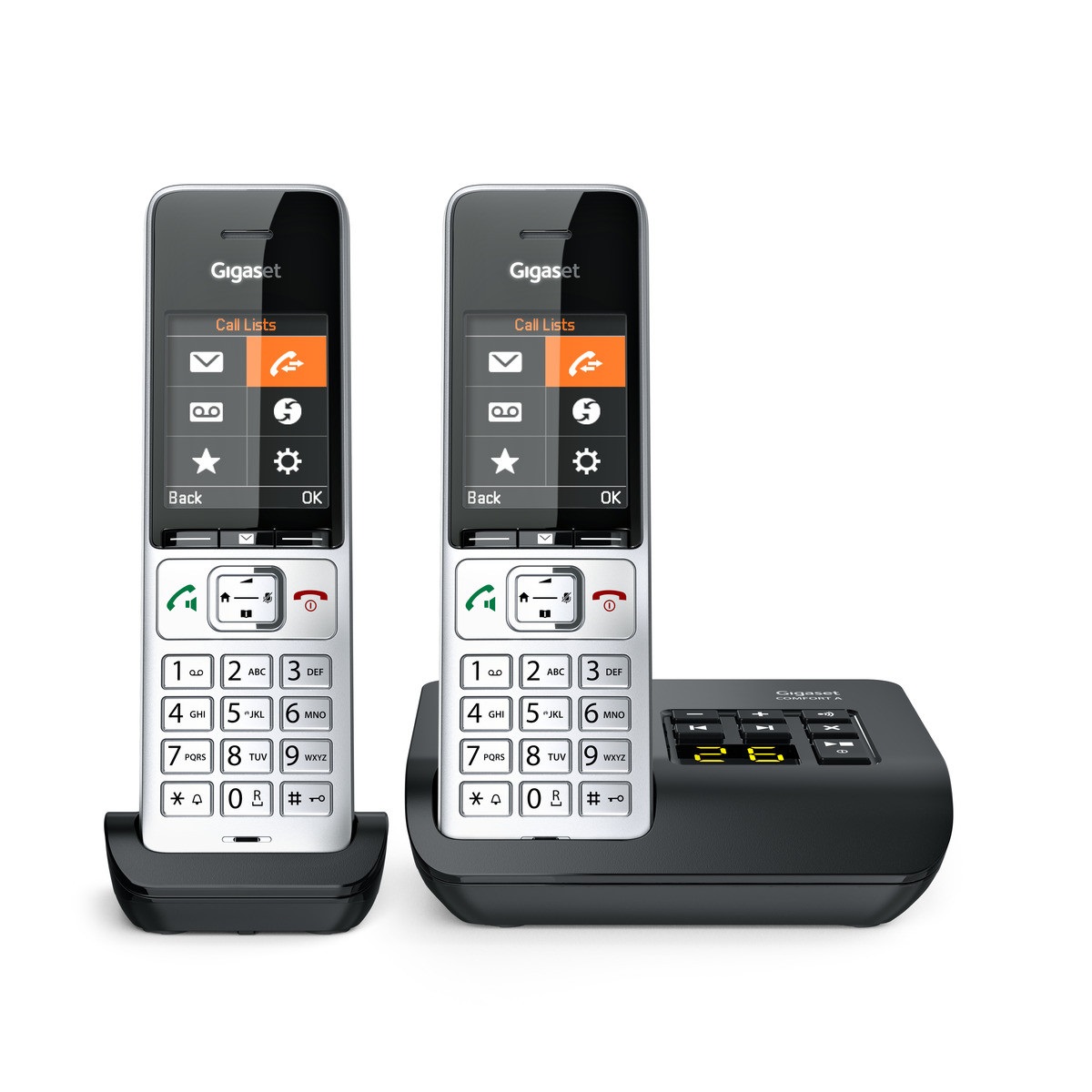 Gigaset COMFORT 500A duo Telefono Analogico/DECT con Identificatore di Chiamata e Segreteria Telefonica - Nero e Argento