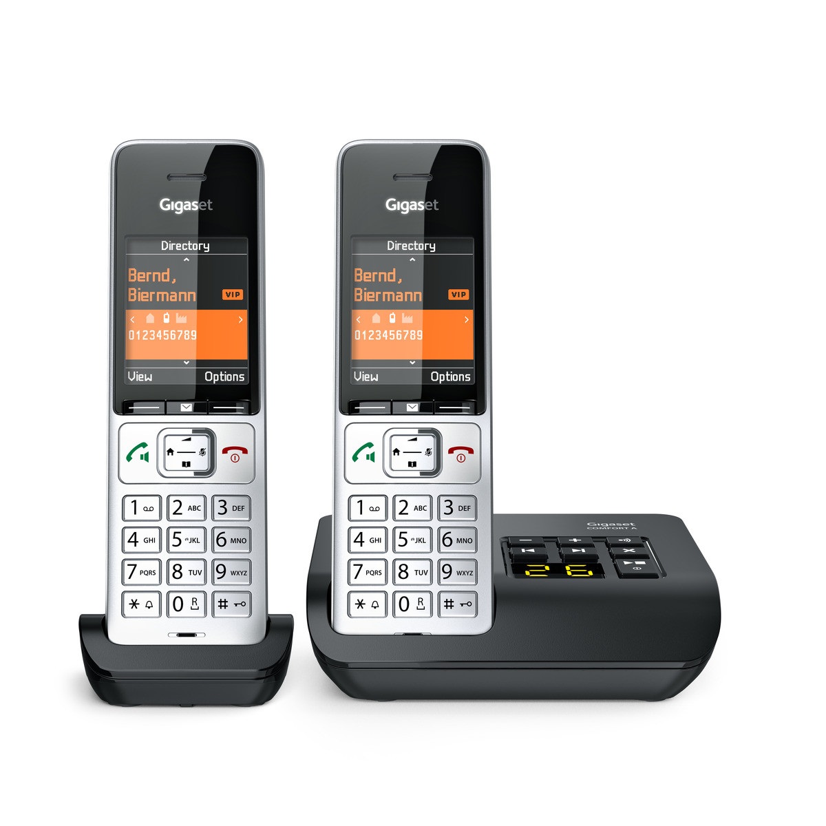 Gigaset COMFORT 500A duo Telefono Analogico/DECT con Identificatore di Chiamata e Segreteria Telefonica - Nero e Argento