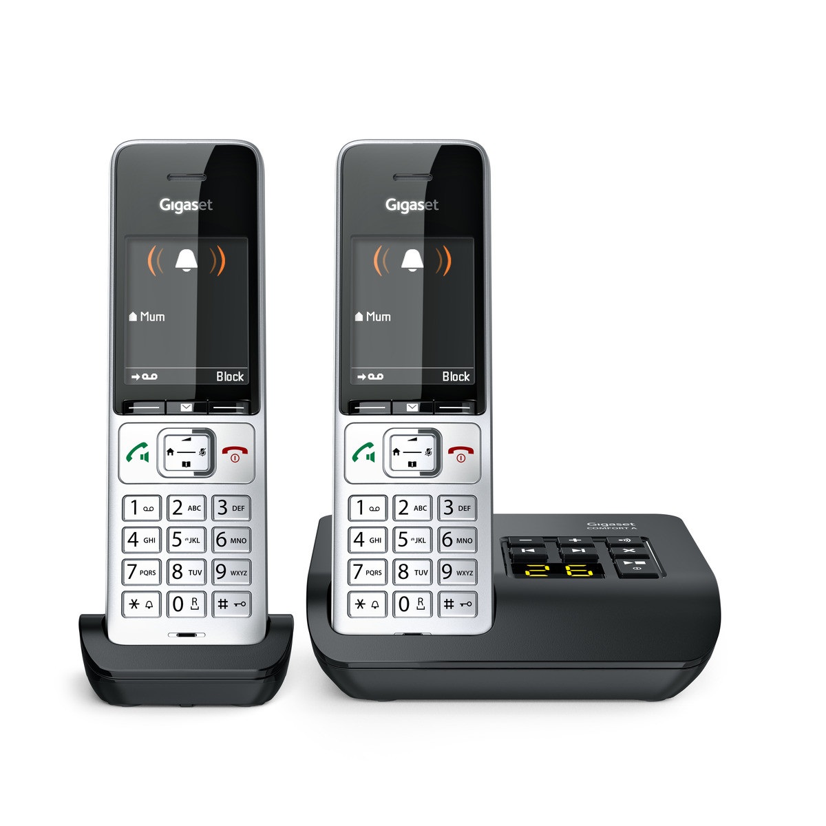 Gigaset COMFORT 500A duo Telefono Analogico/DECT con Identificatore di Chiamata e Segreteria Telefonica - Nero e Argento