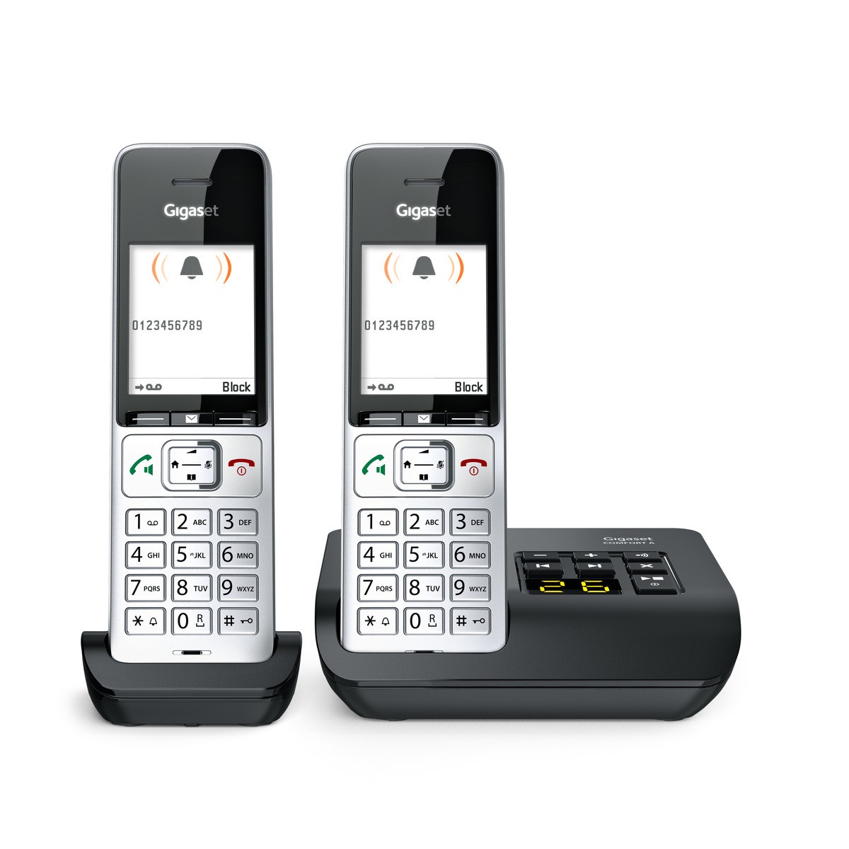 Gigaset COMFORT 500A duo Telefono Analogico/DECT con Identificatore di Chiamata e Segreteria Telefonica - Nero e Argento