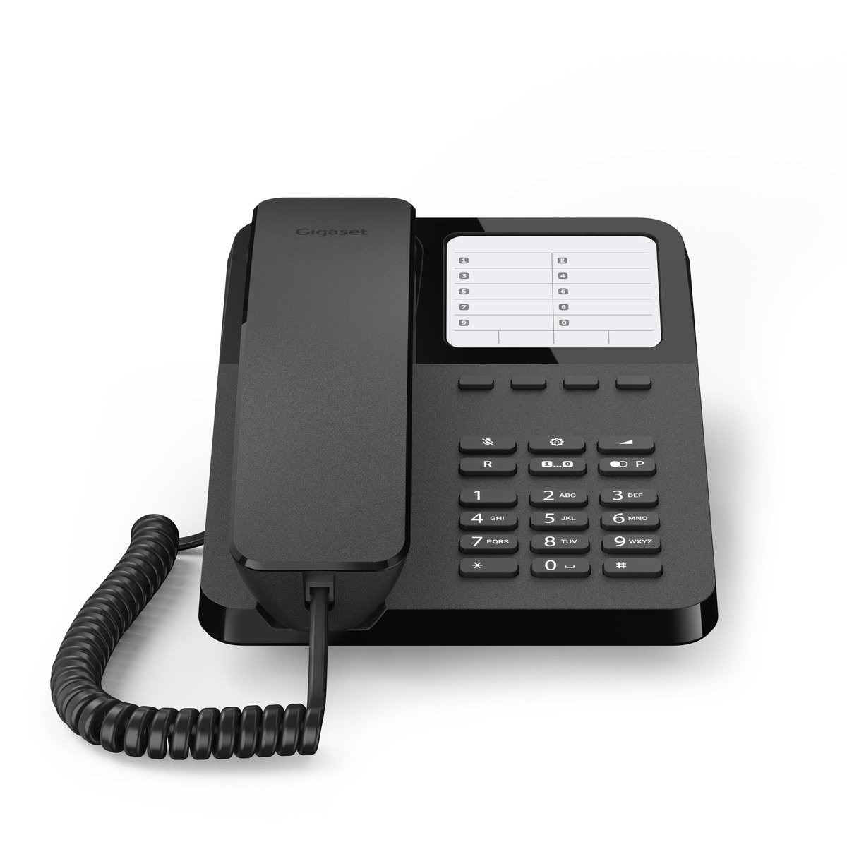 Gigaset DESK 400 Telefono Analogico Nero - Cornetta Cablata, 10 Voci, Compatibile con Centralini e Apparecchi Acustici