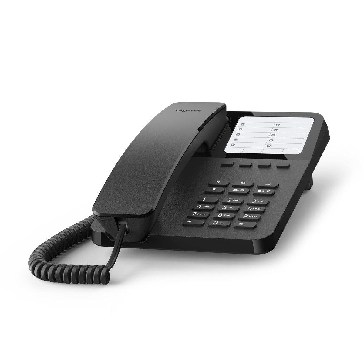 Gigaset DESK 400 Telefono Analogico Nero - Cornetta Cablata, 10 Voci, Compatibile con Centralini e Apparecchi Acustici