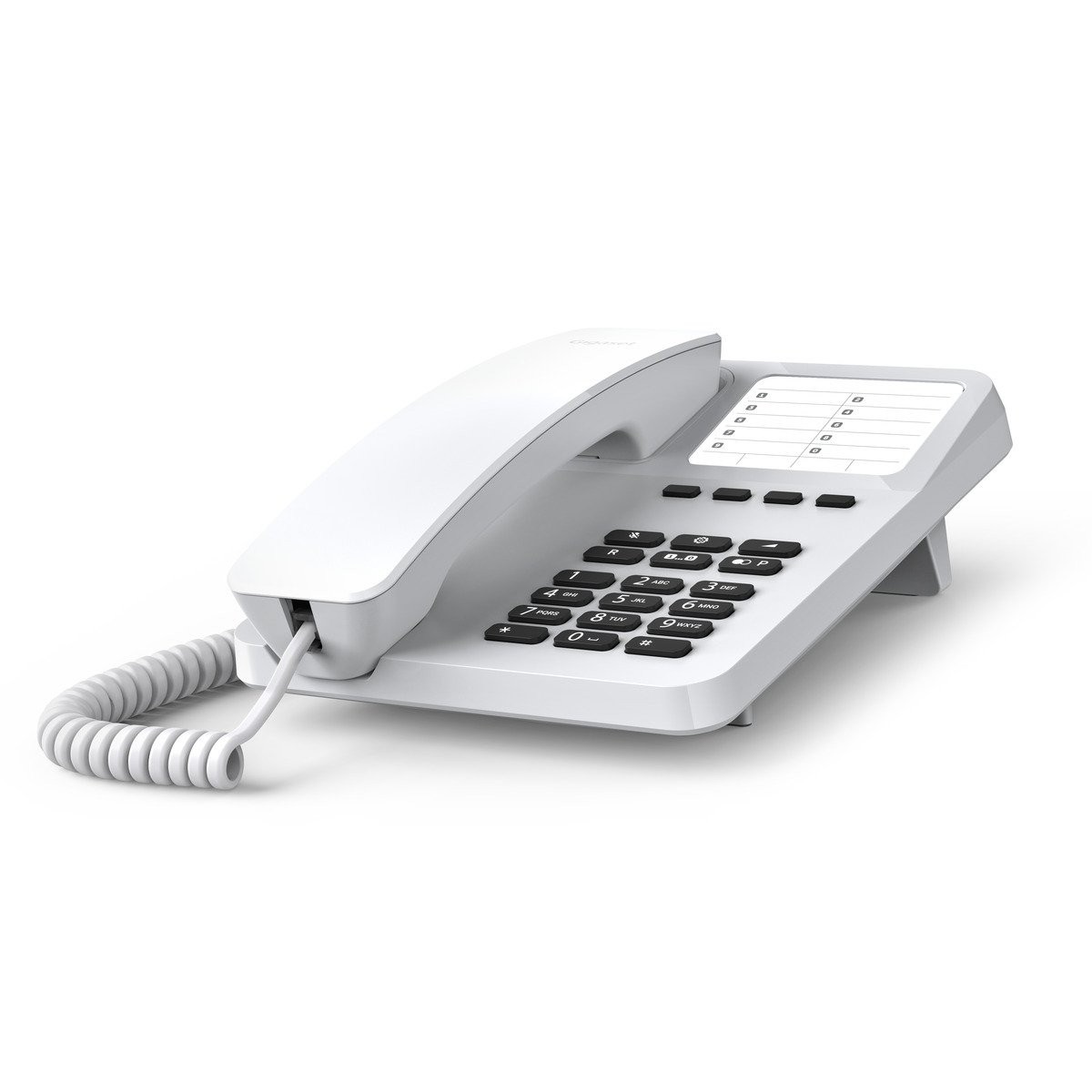 Gigaset DESK 400 Telefono Analogico Bianco con Cornetta Cablata, Rubrica 10 Voci, Selezione DTMF o a Impulsi, Montaggio a Parete