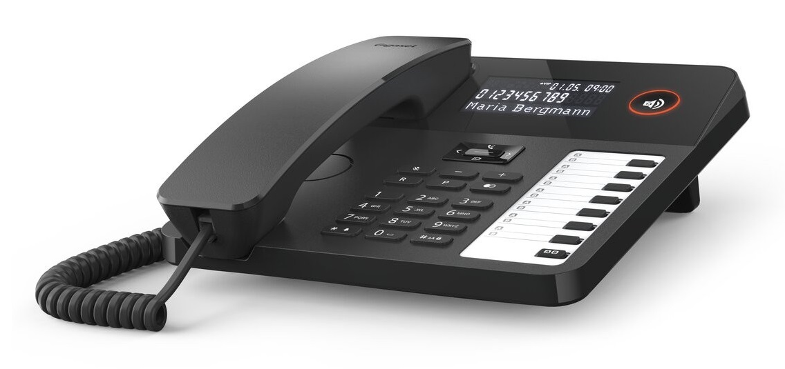 Gigaset Desk 600 - Telefono a filo nero con display retroilluminato e memoria per 50 chiamate