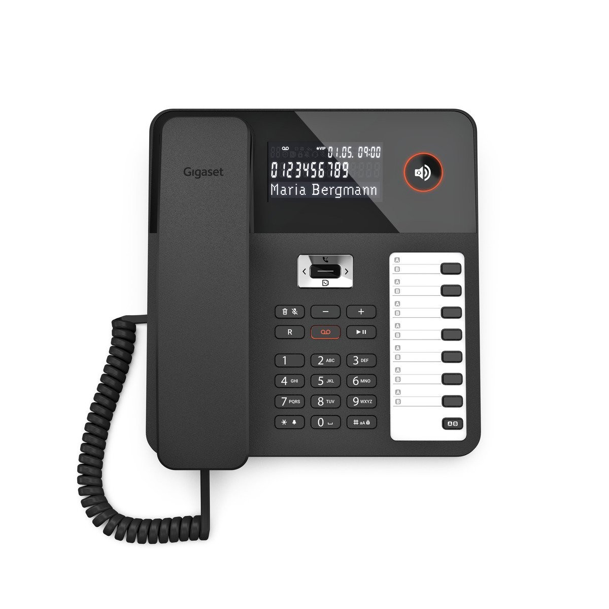 Gigaset DESK 800A Telefono DECT Nero con Vivavoce, Segreteria Telefonica, Display Retroilluminato e 200 Voci