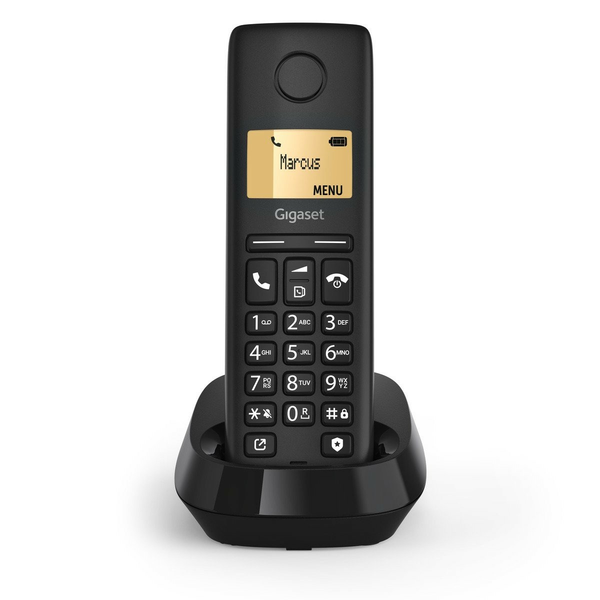 Gigaset PURE 100 Telefono Cordless Analogico/DECT con Identificatore di Chiamata, Vivavoce e Blocco Chiamate - Nero