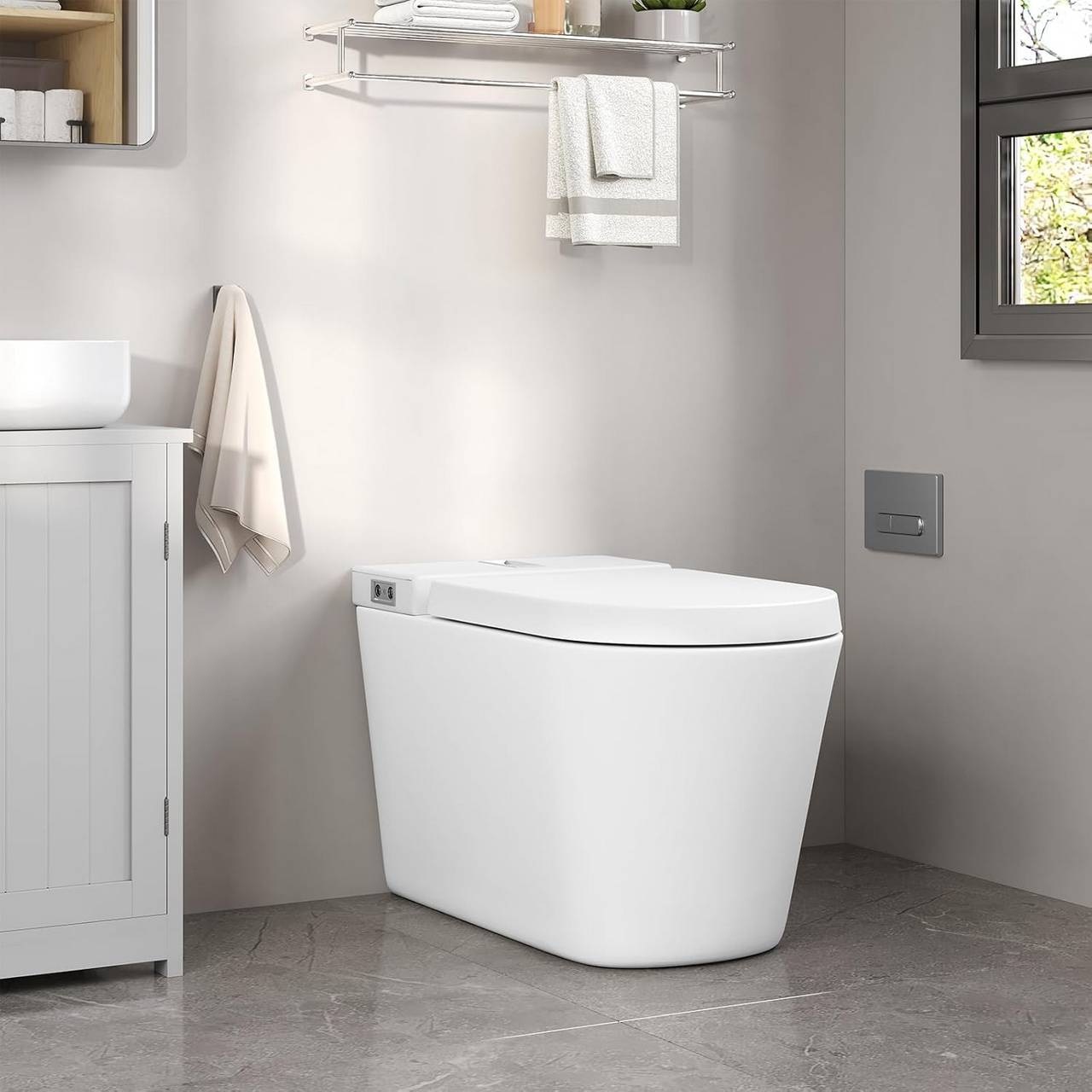 WOLTU Copriwater Sedile WC in Plastica Bianco con Chiusura Soft Close e Cerniere Regolabili