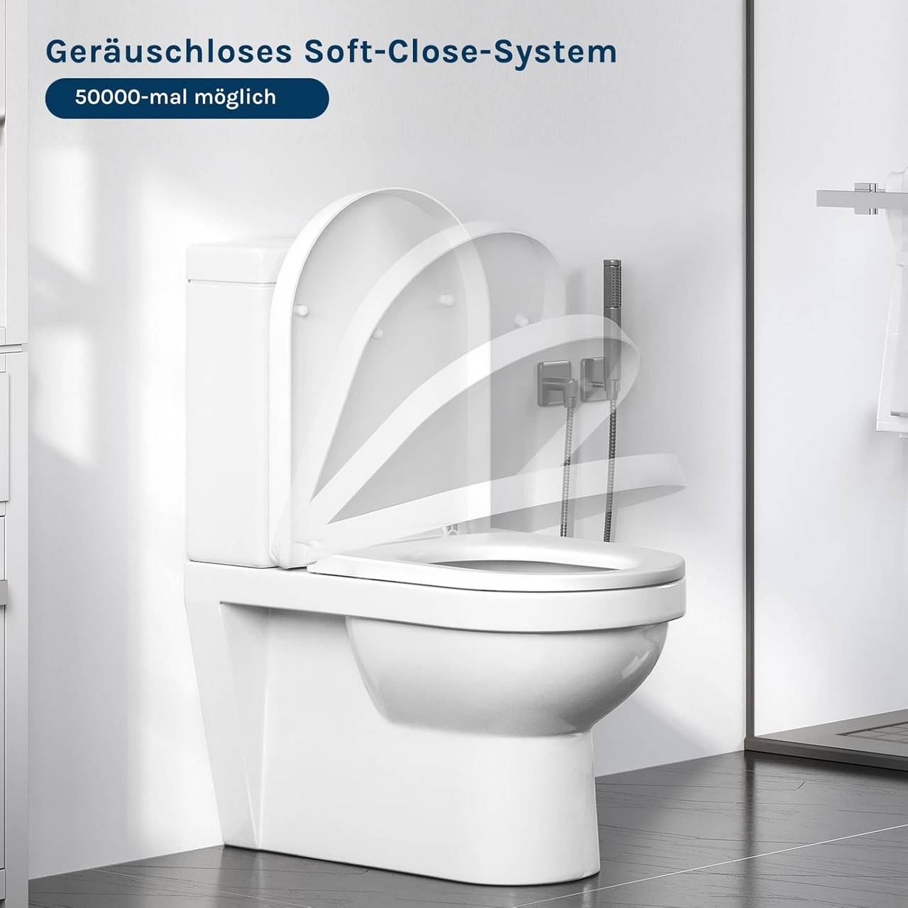 WOLTU Copriwater Sedile WC in Plastica Bianco con Chiusura Soft Close e Cerniere Regolabili
