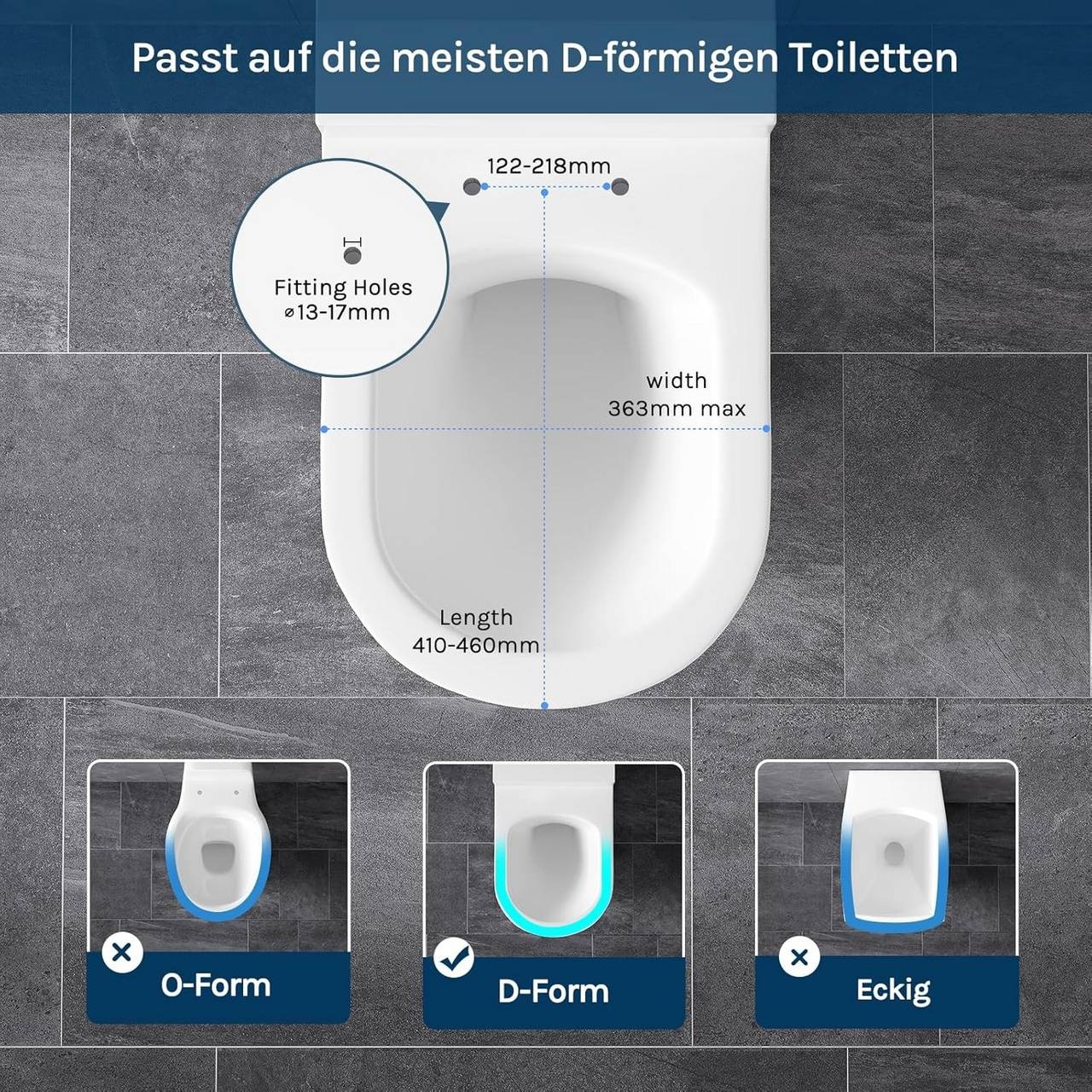 WOLTU Copriwater Sedile WC in Plastica Bianco con Chiusura Soft Close e Cerniere Regolabili