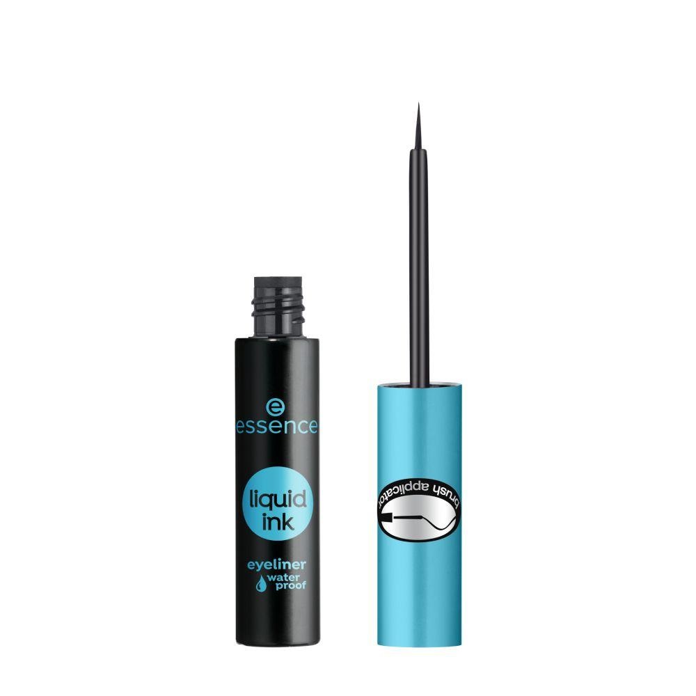 Essence Liquid Ink Eyeliner Waterproof 3 ml - Eyeliner Liquido Nero con Applicatore a Punta Fine