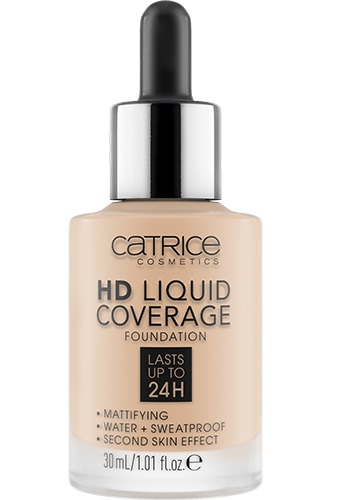CATRICE HD Liquid Coverage Fondotinta Fluido 30 ml 010 Light Beige - Alta Copertura, Texture Ultra Leggera, Effetto Naturale