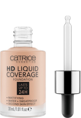 Catrice HD Liquid Coverage Fondotinta Liquido 30 ml - Tonalità 020 Rose Beige, Lunga Tenuta 24 Ore, Alta Copertura, Texture Leggera