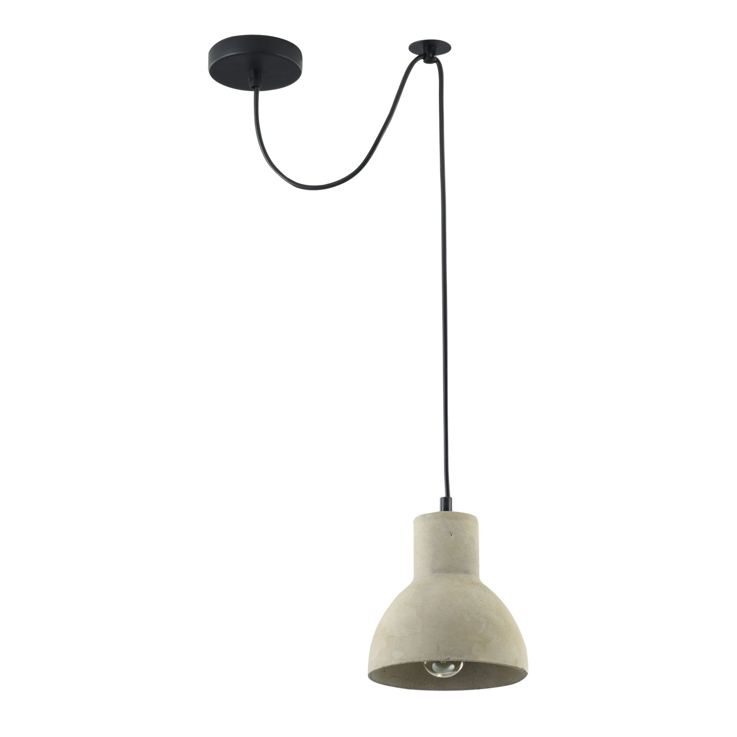 Maytoni Lampada Pendente Moderna in Cemento Grigio e Metallo Nero, Altezza Regolabile, E27 40W