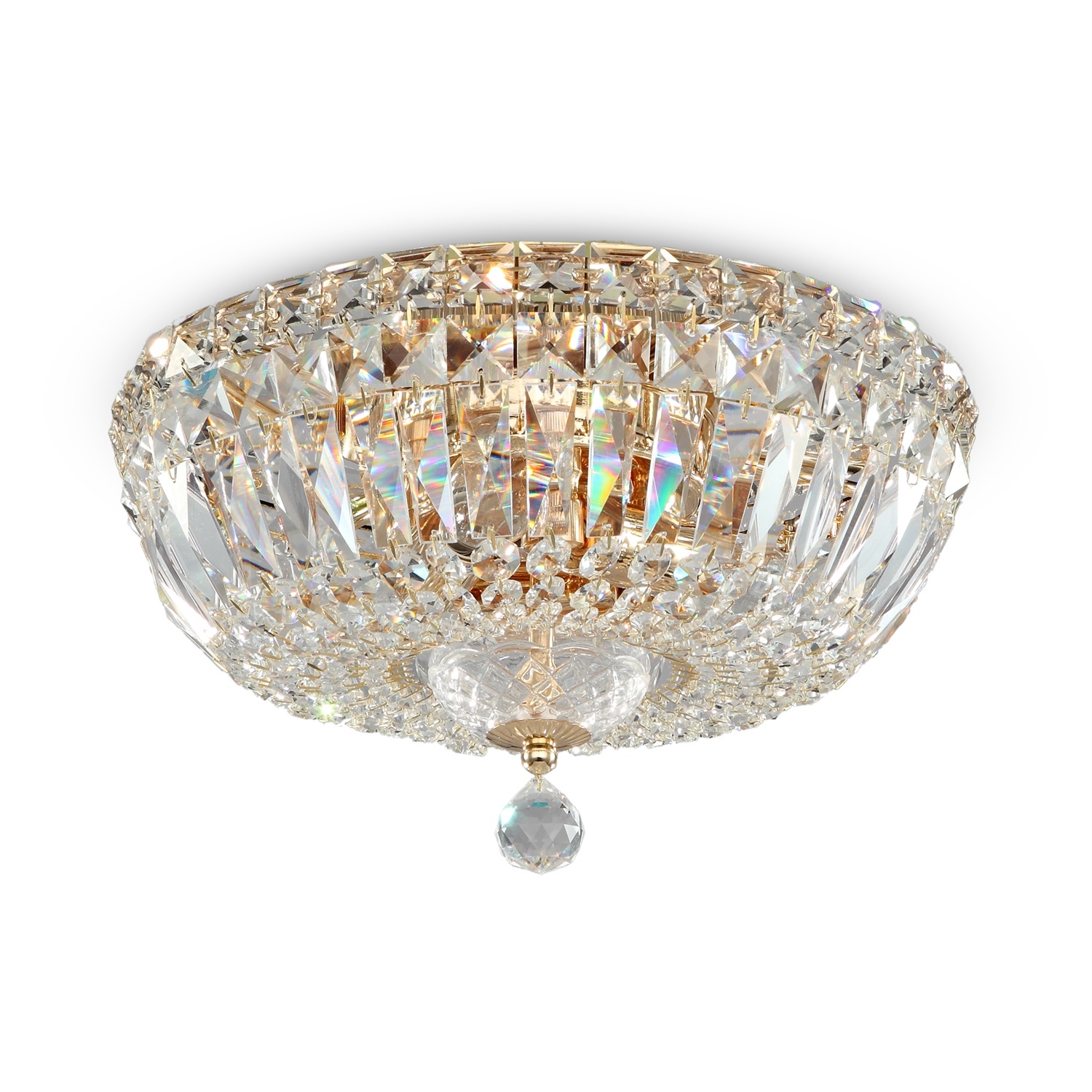 Maytoni Plafoniera Rotonda in Cristallo e Metallo Oro con 3 Luci E14