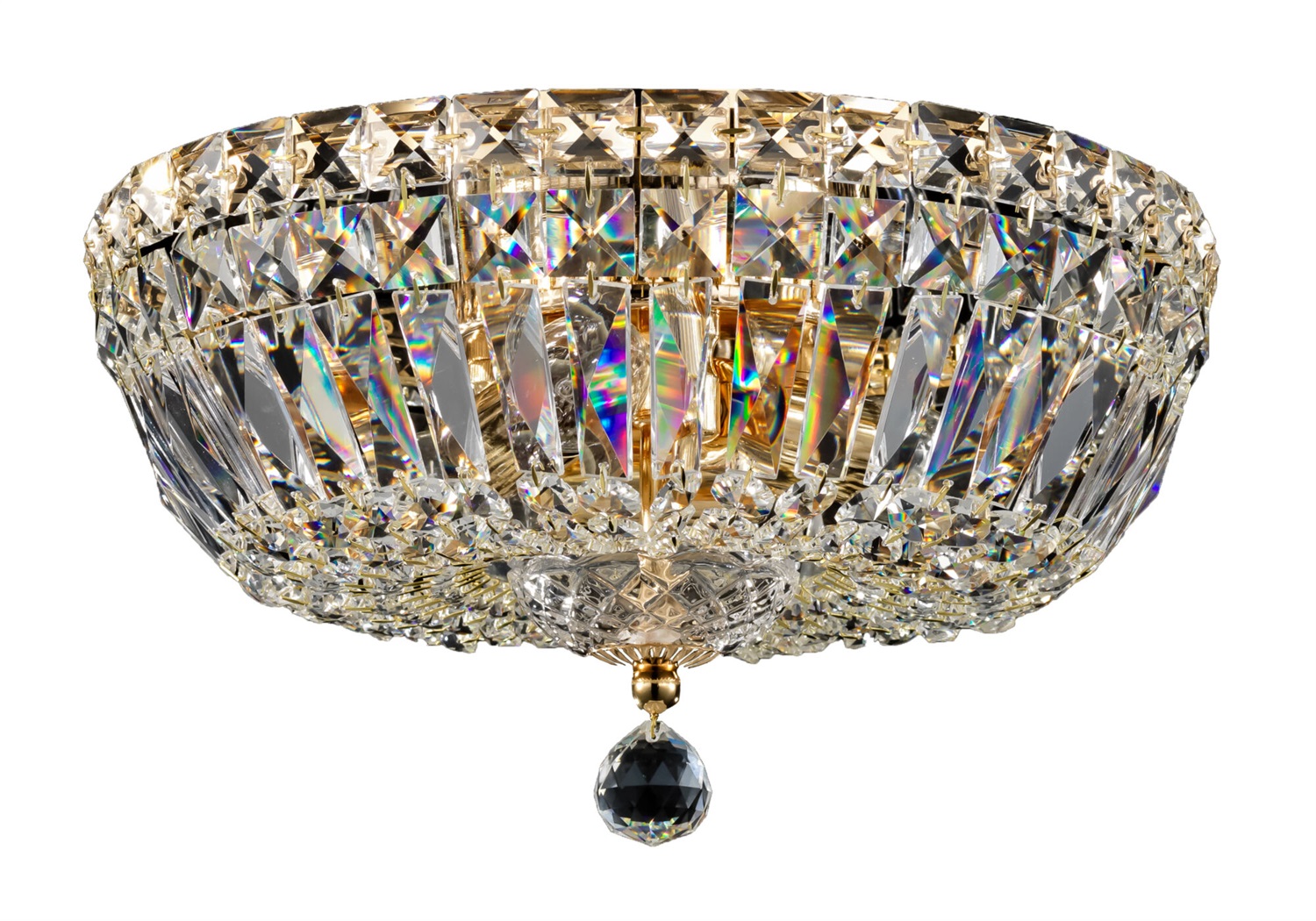 Maytoni Plafoniera Rotonda in Cristallo e Metallo Oro con 3 Luci E14