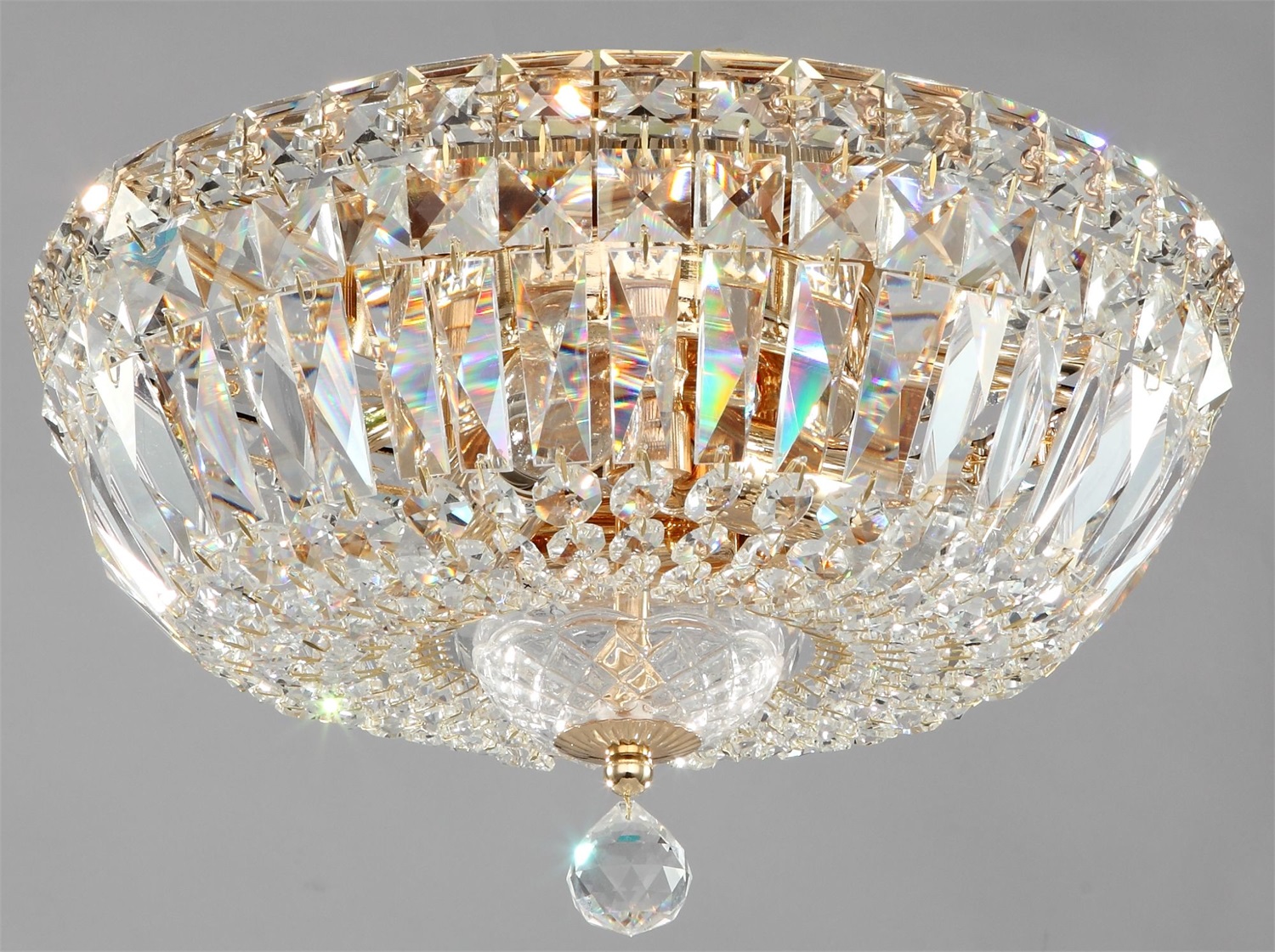 Maytoni Plafoniera Rotonda in Cristallo e Metallo Oro con 3 Luci E14